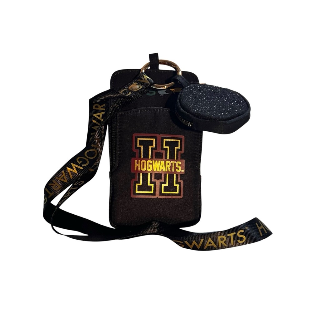 Wizarding World Of‎ Harry Potter Phone Lanyard Black Gold Change Purse NWOT
